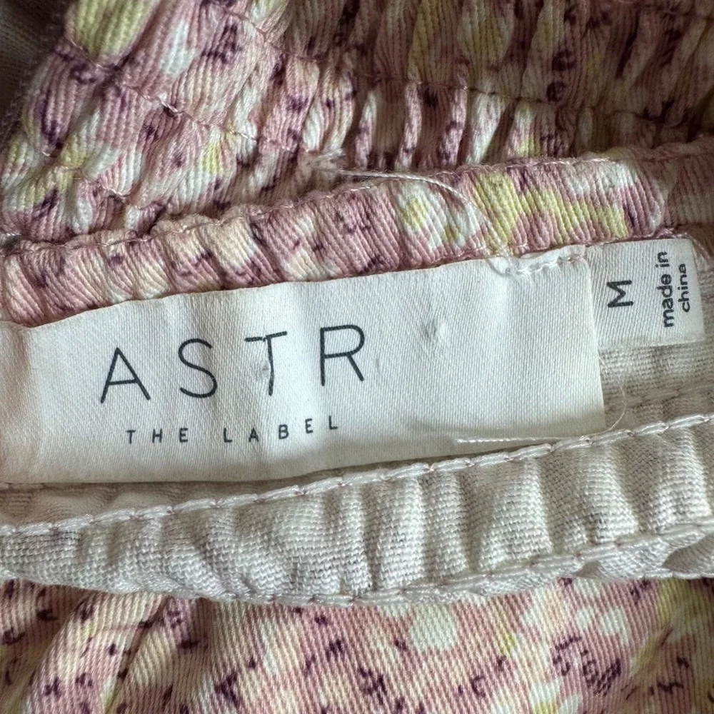 ASTR the Label Mini Dress Medium Mauve Pink Floral Square Neck Puff Sleeve - Picture 5 of 8